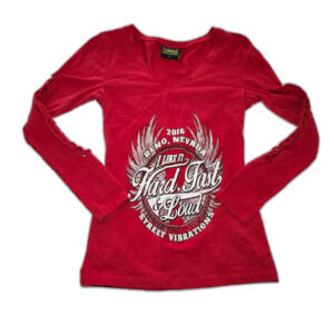 Biker Clothing Company Women's Lace-Up V-Neck Red Size M